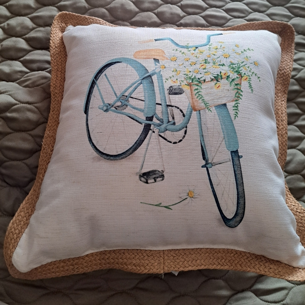 Decorative Pillow with Bicycle Design